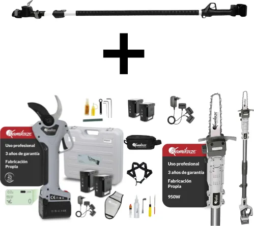 Pack poda Kamikaze KVS7000P + tijera KV390 + pértiga 155-225 cm + 4 baterías y 2 cargadores — foto 9