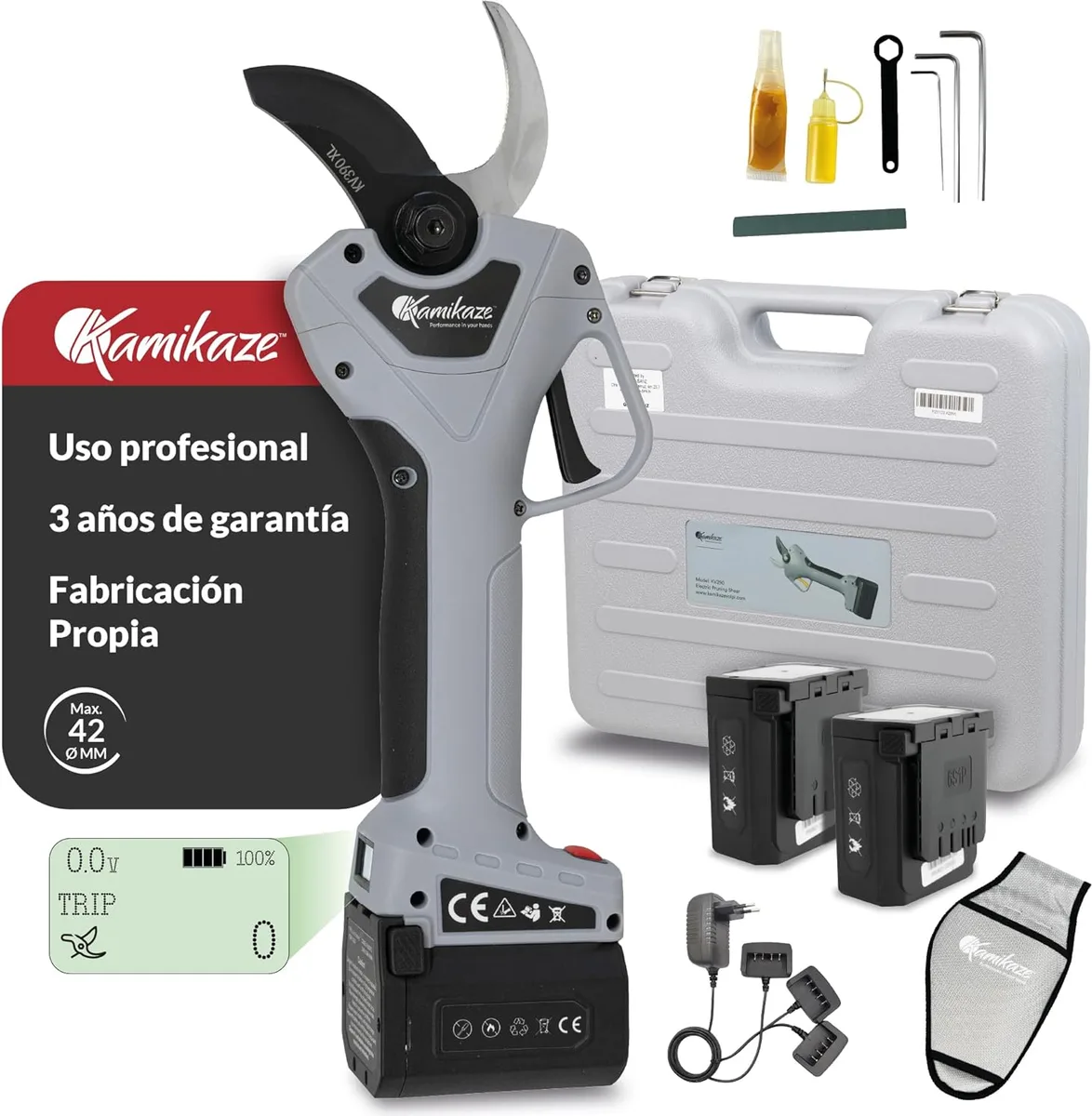 Pack poda Kamikaze KVS7000P + tijera KV390 + pértiga 155-225 cm + 4 baterías y 2 cargadores — foto 7
