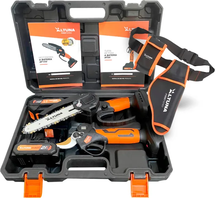 Altuna Kit de Poda a Bateria de Titanio - Motosierra a Bateria + Tijeras de Podar Electricas + Maletin Funda — foto 4