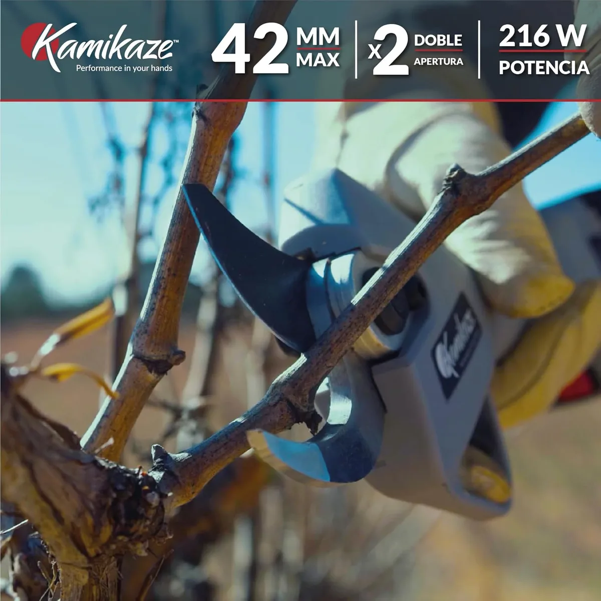 Kit tijera de poda Kamikaze KV390 + pértiga 155-225 cm + 2 baterías 2,5 Ah y cargador — foto 8