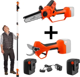 Pack Profesional Poda Stocker Tijera + Motosierra de Poda Magma E-150 LM 21+ Mango Telescopico 210-310 cm