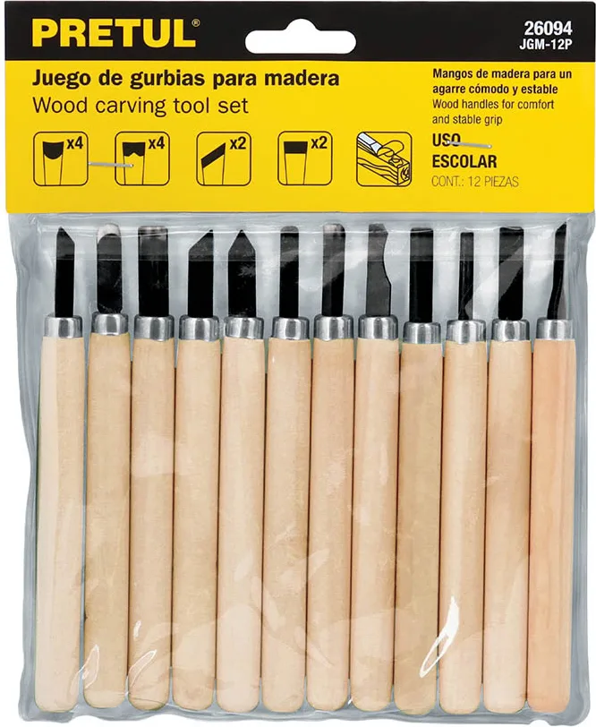 Juego de Gubias con Mango de Madera - 12 Piezas — foto 2