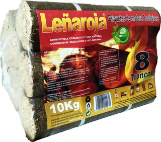 Pack Briquetas de Madera 10 Kg Leña Roja