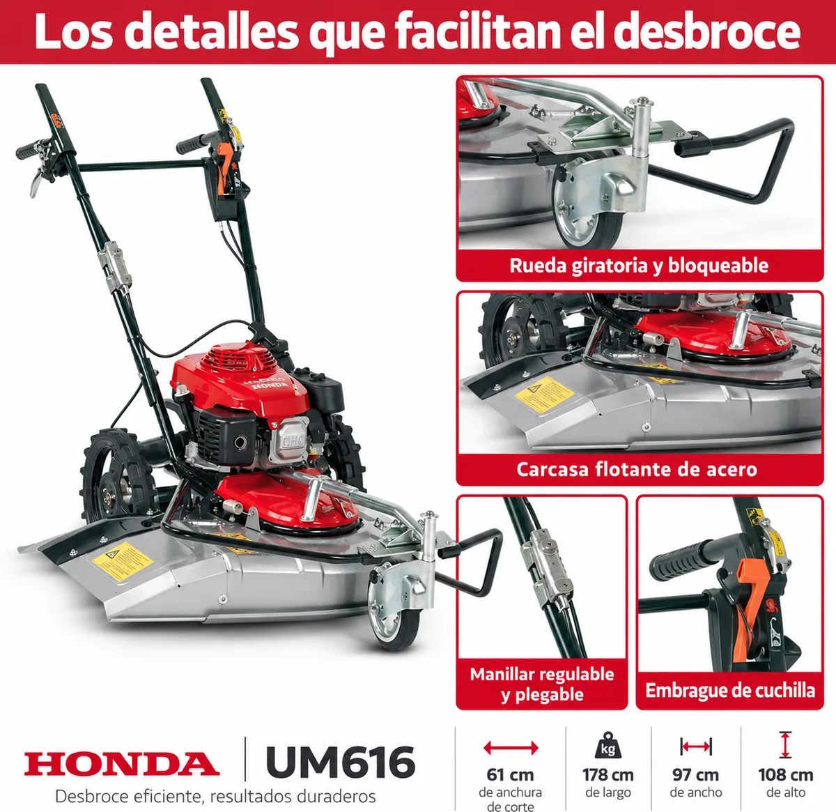 Desbrozadora de Ruedas Honda UM 616 — foto 6