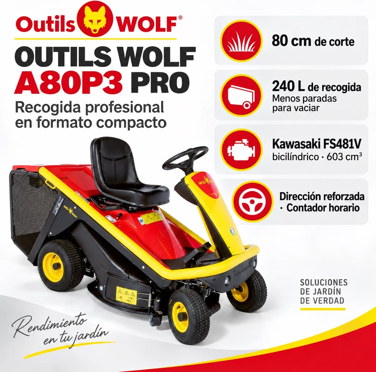 Tractor Cortacesped Outils Wolf  A80P3 Version PRO — foto 2