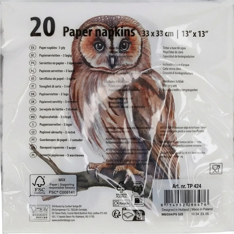 Servilletas Papel Buho 33x33 cm — foto 2
