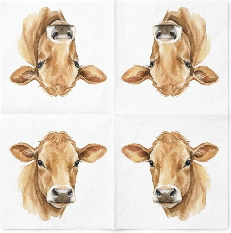 Servilletas Papel Vaca 33x33cm 20 uds