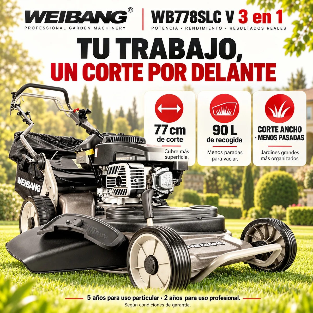 Cortacesped Gasolina Weibang WB778SLC V 3 en 1 — foto 2