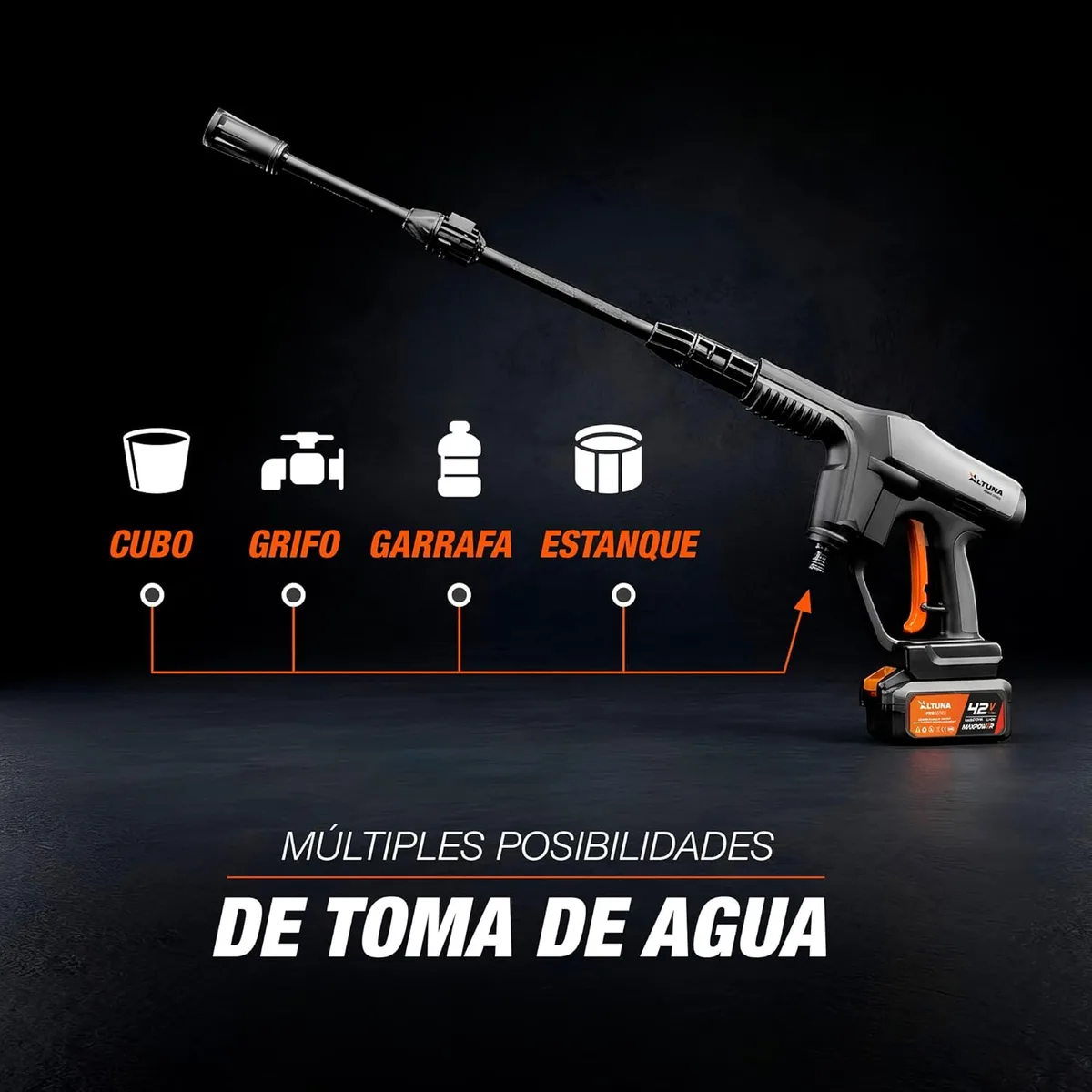 Hidrolimpiadora a batería Altuna AH02 42 V · Batería 4 Ah y Cargador — foto 2