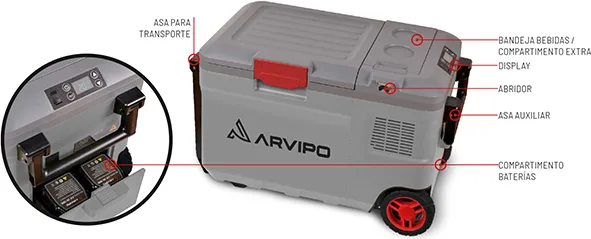 Nevera Camper ARVIPO FR37 28L con 2 Baterías | Enfría, Congela y Calienta — foto 2