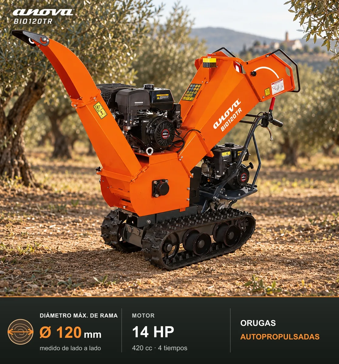 Biotrituradora Oruga Anova 120TR 420cc 14HP Arranque Electrico — foto 2