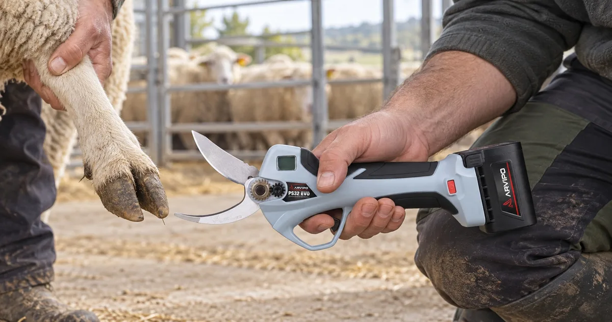 Tijera eléctrica para pezuñas Arvipo PS32 Evo2 HOOF · ovejas y cabras · 2 baterías 2,5 Ah — foto 8