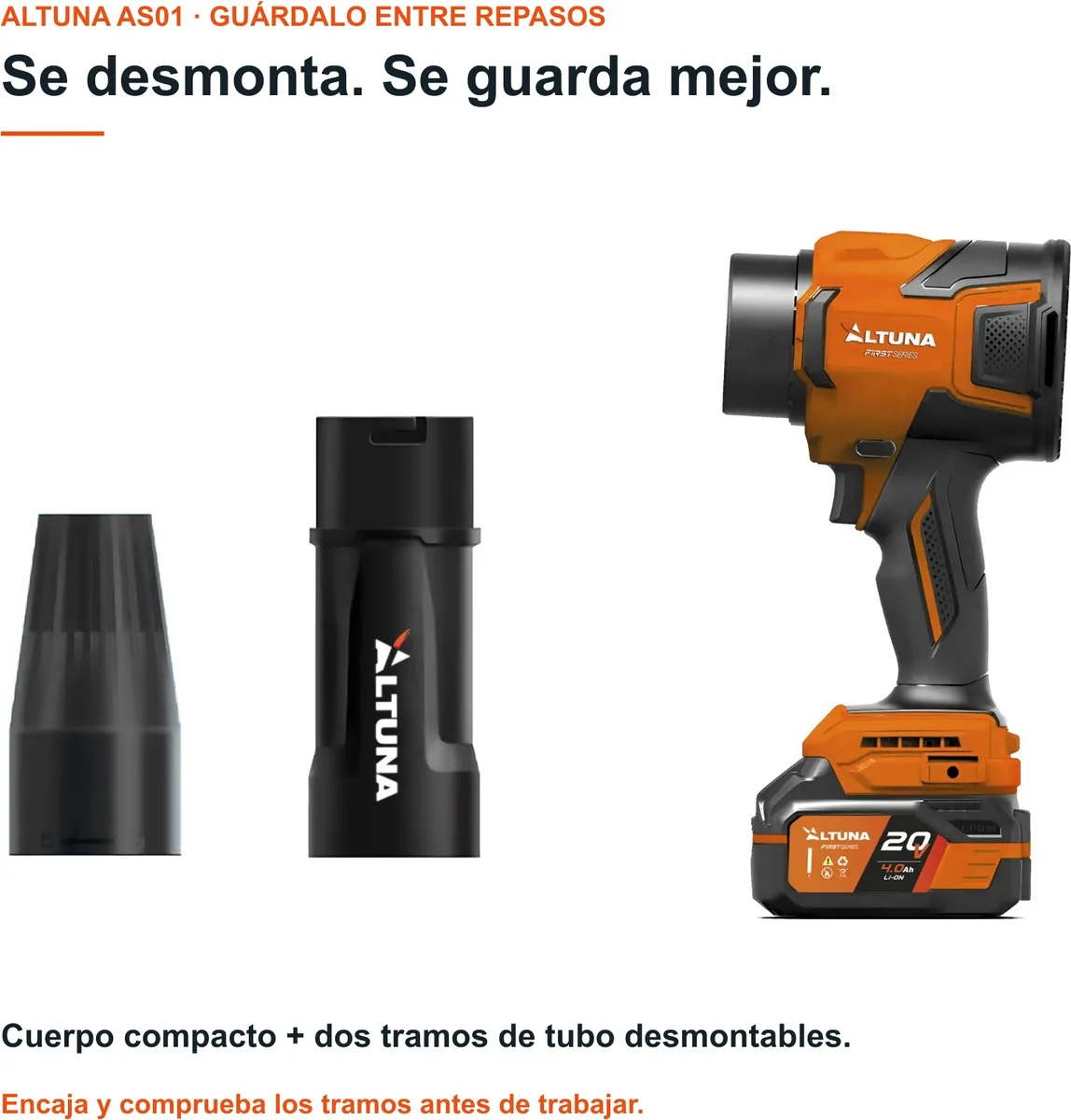 Soplador a Bateria Altuna AS01 First Series con Bateria y Cargador — foto 5