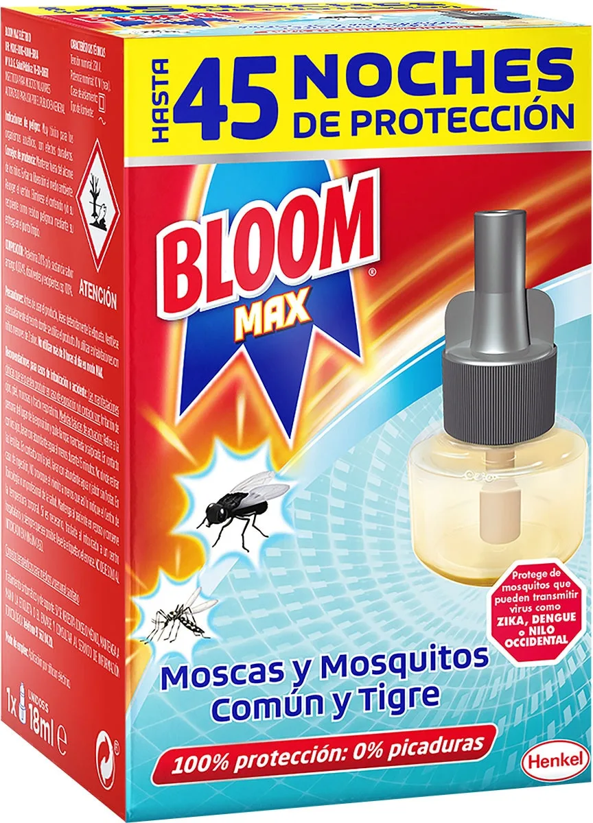 Bloom Max Insecticida Electrico Mosquitos 1 Recambio 45 Noches
