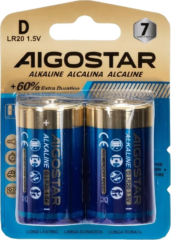 Pila Alcalina LR20(D) 1,5V 2 Unidades