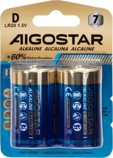 Pila Alcalina LR20(D) 1,5V 2 Unidades