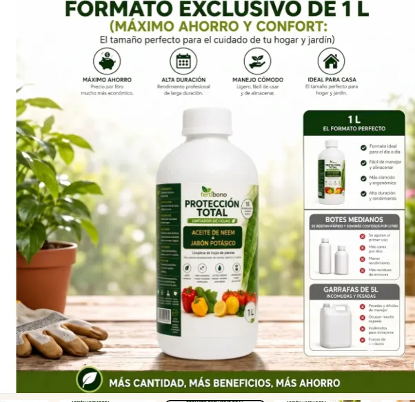 Proteccion Total Jabon Potasico + Aceite de Neem Plantas 1 Litro — foto 12