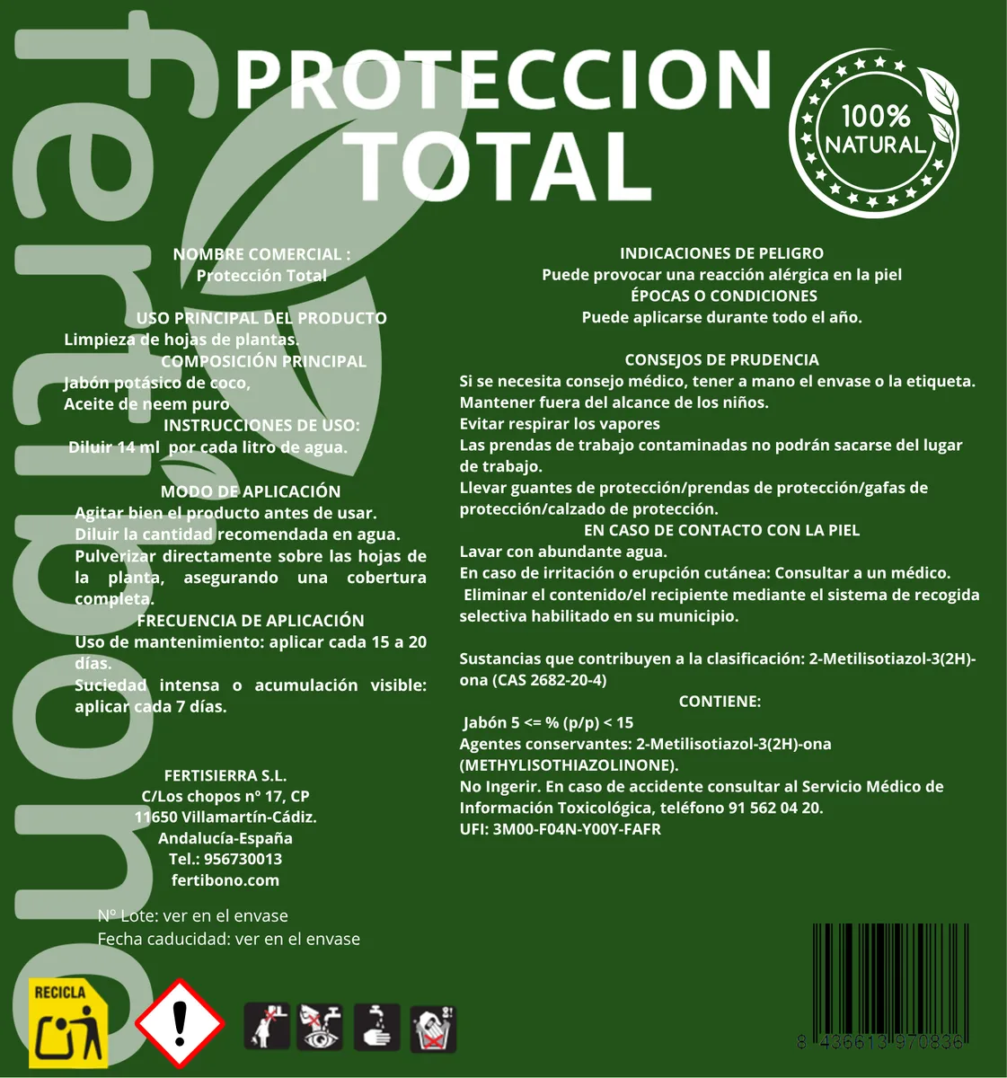 Proteccion Total Jabon Potasico + Aceite de Neem 5 Litros — foto 2
