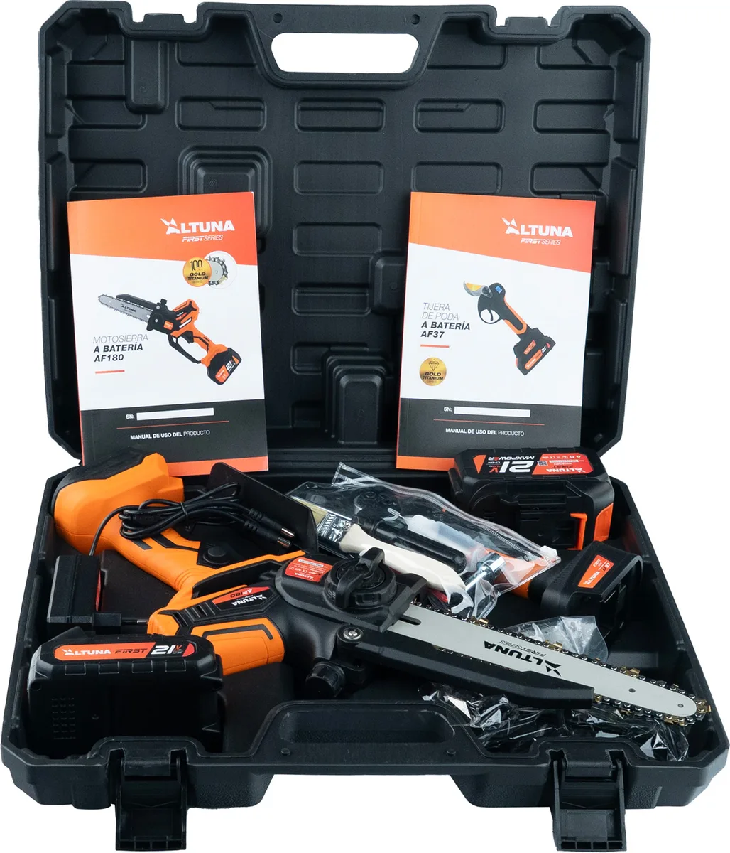 Altuna Kit de Poda a Batería de Titanio - Motosierra a Batería AF180 + Tijeras de Podar Eléctrica AF37 + 2 Baterias — foto 3