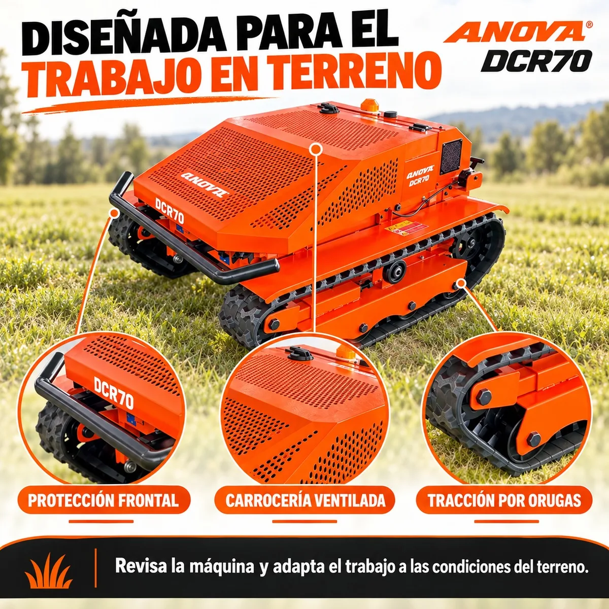 Robot Desbrozadora de control remoto Anova DCR70 · 67 cm — foto 5
