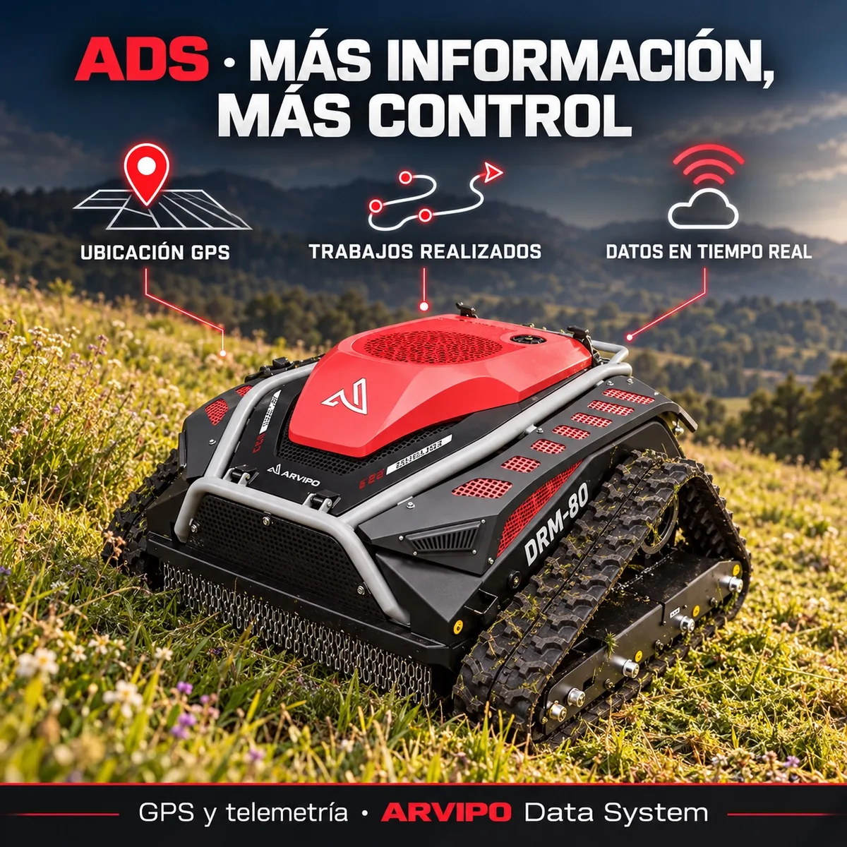 Robot Desbrozadora Control Remoto Arvipo DRM-80 con Gps y telemetria — foto 5