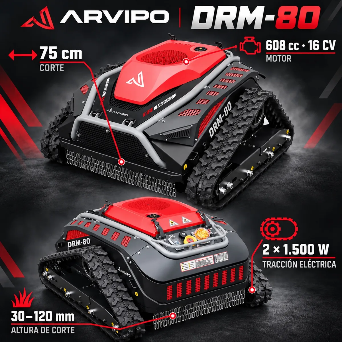 Robot Desbrozadora Control Remoto Arvipo DRM-80 con Gps y telemetria — foto 2