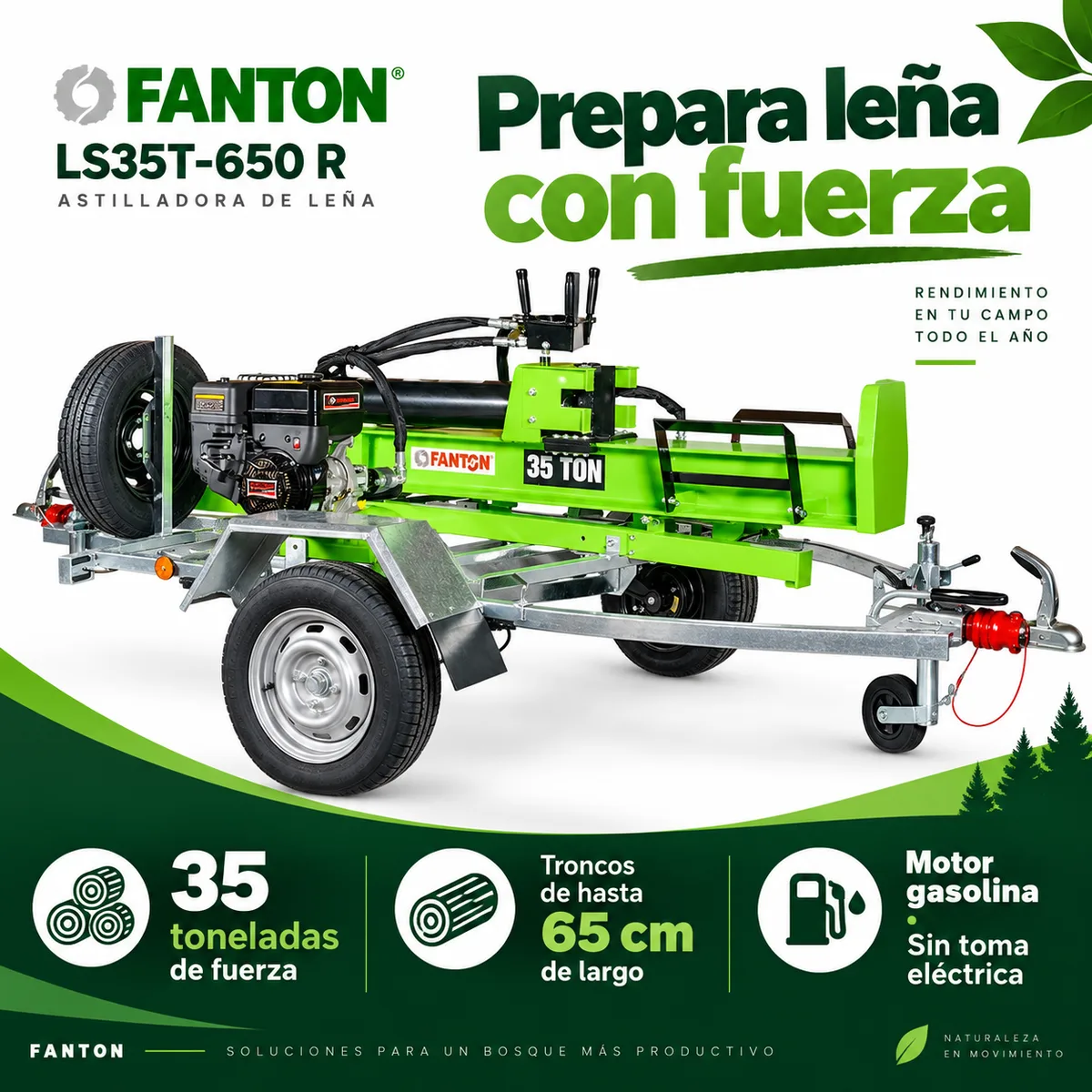 Astilladora de Leña FANTON LS35T-650 R, 35 Toneladas de Fuerza de Corte, con Remolque Homologado y Matriculable — foto 3
