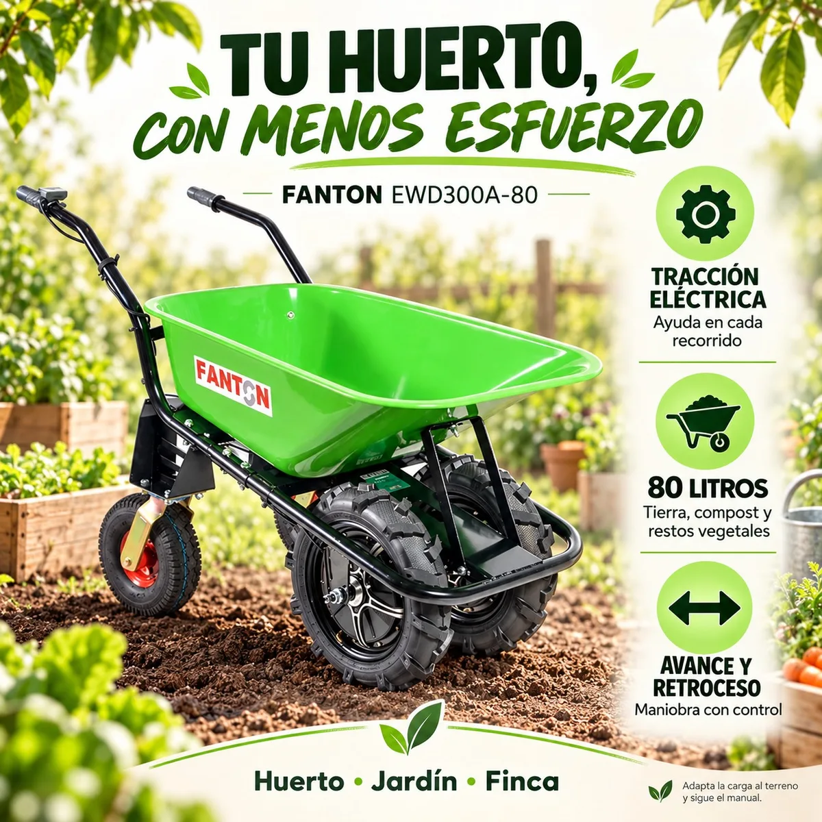 Carretilla eléctrica FANTON EWD300A-80 · 80 L · hasta 300 kg — foto 2