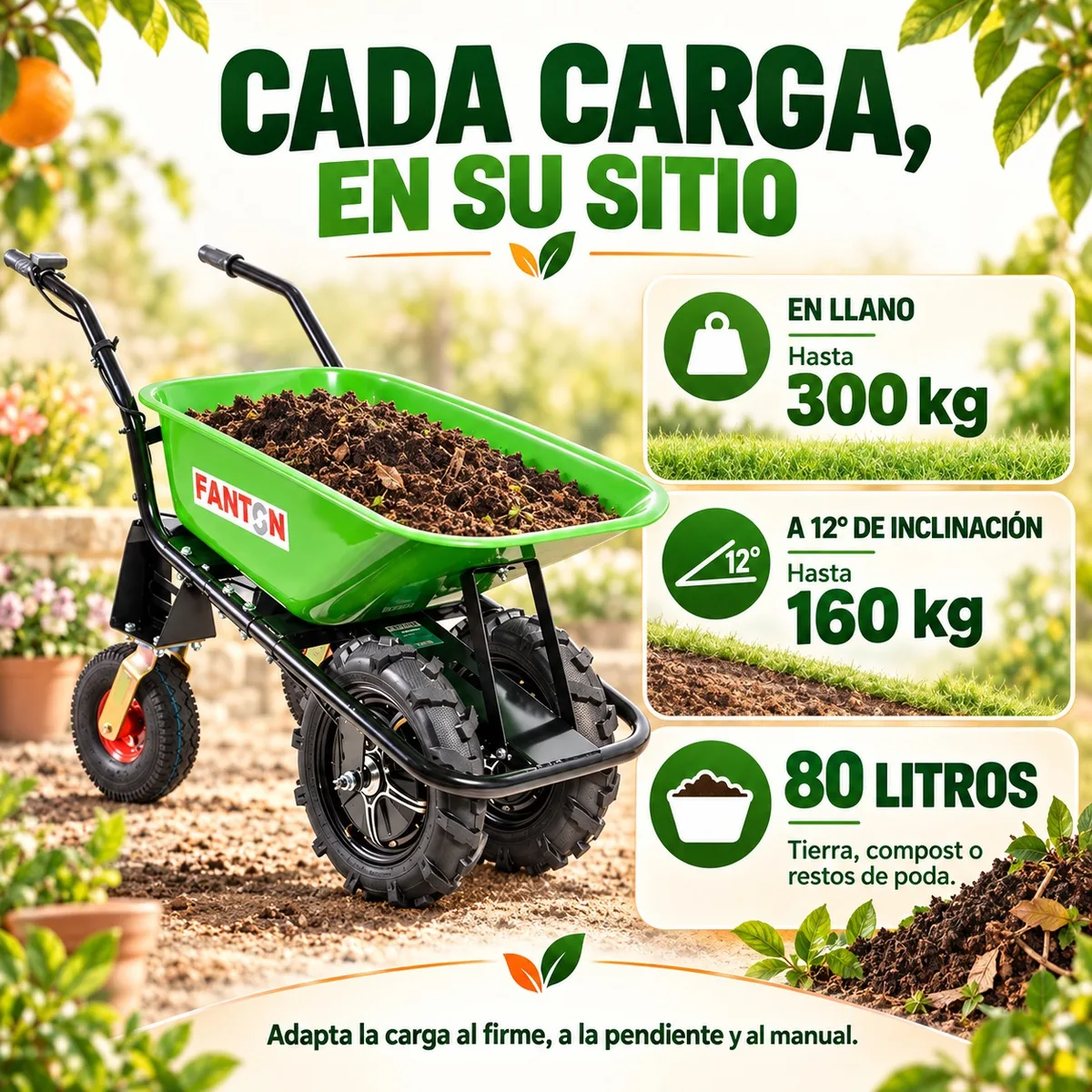 Carretilla eléctrica FANTON EWD300A-80 · 80 L · hasta 300 kg — foto 5