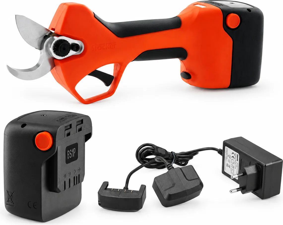 Pack tijera de poda Stocker Magma E-35 TP 21 V con mango telescópico 190-310 cm, batería 2,6 Ah y cargador doble — foto 2