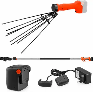 Kit vareador de aceitunas Stocker Magma E-35 21 V con mango telescópico 200-310 cm, batería 4 Ah y cargador doble