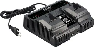 Cargador doble rápido Stocker Fast Charge 21 V 329 para baterías Power
