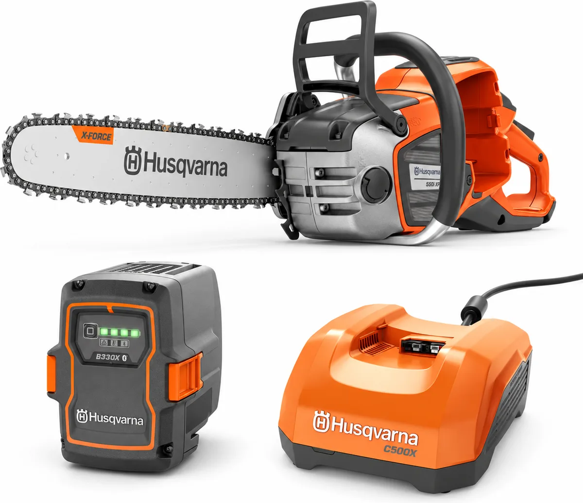Kit motosierra Husqvarna 550i XP 38 cm + batería B330X 9 Ah + cargador rápido C500X — foto principal
