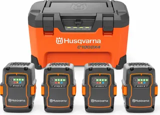 Pack multicargador Husqvarna 40-C1000X4 + 4 baterías 40-B140X 36 V 4 Ah