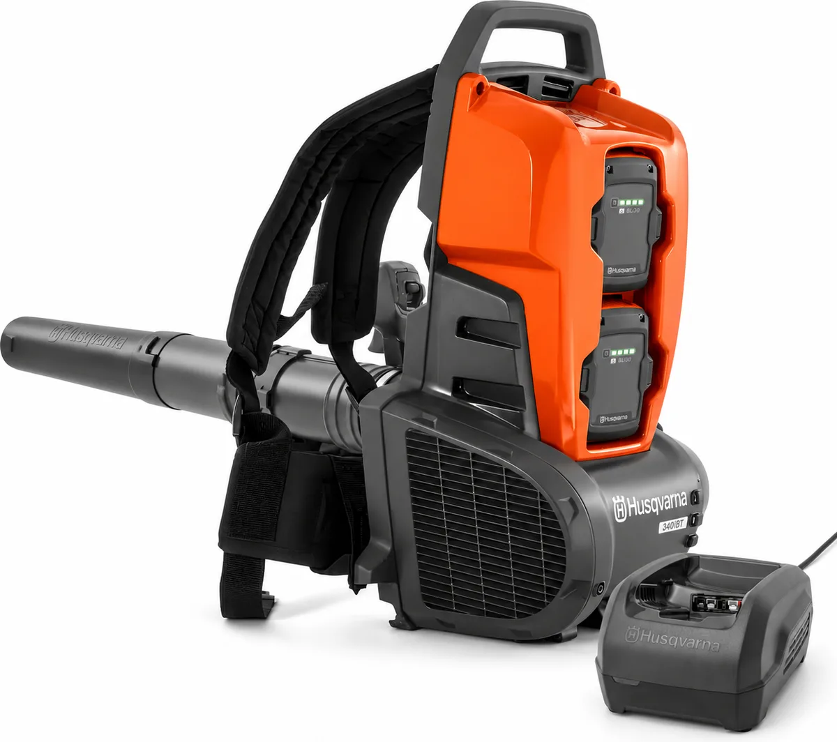 Pack soplador de mochila Husqvarna 340iBT + 2 baterías 40-B330X 9 Ah Bluetooth + cargador 40-C750X 750 W — foto principal