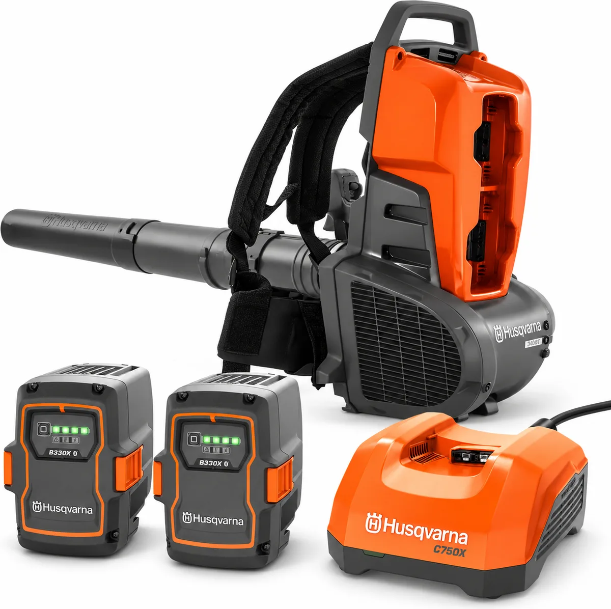 Pack soplador de mochila Husqvarna 340iBT + 2 baterías 40-B330X 9 Ah Bluetooth + cargador 40-C750X 750 W — foto 2