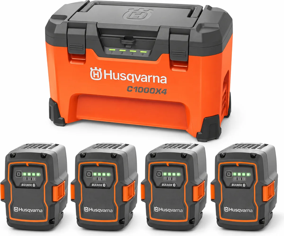 Pack multicargador Husqvarna 40-C1000X4 + 4 baterías B330X 36 V 9 Ah — foto principal