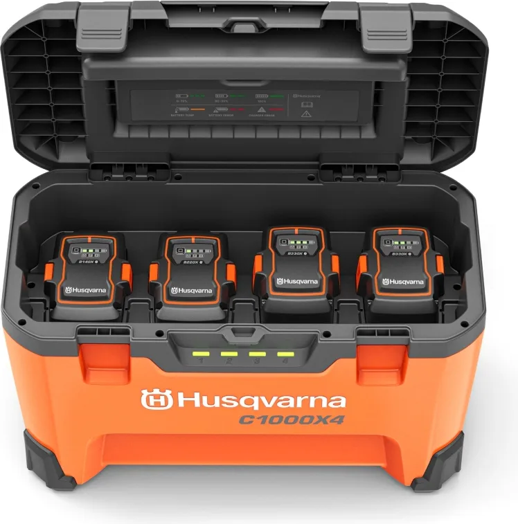 Pack multicargador Husqvarna 40-C1000X4 + 4 baterías B330X 36 V 9 Ah — foto 2