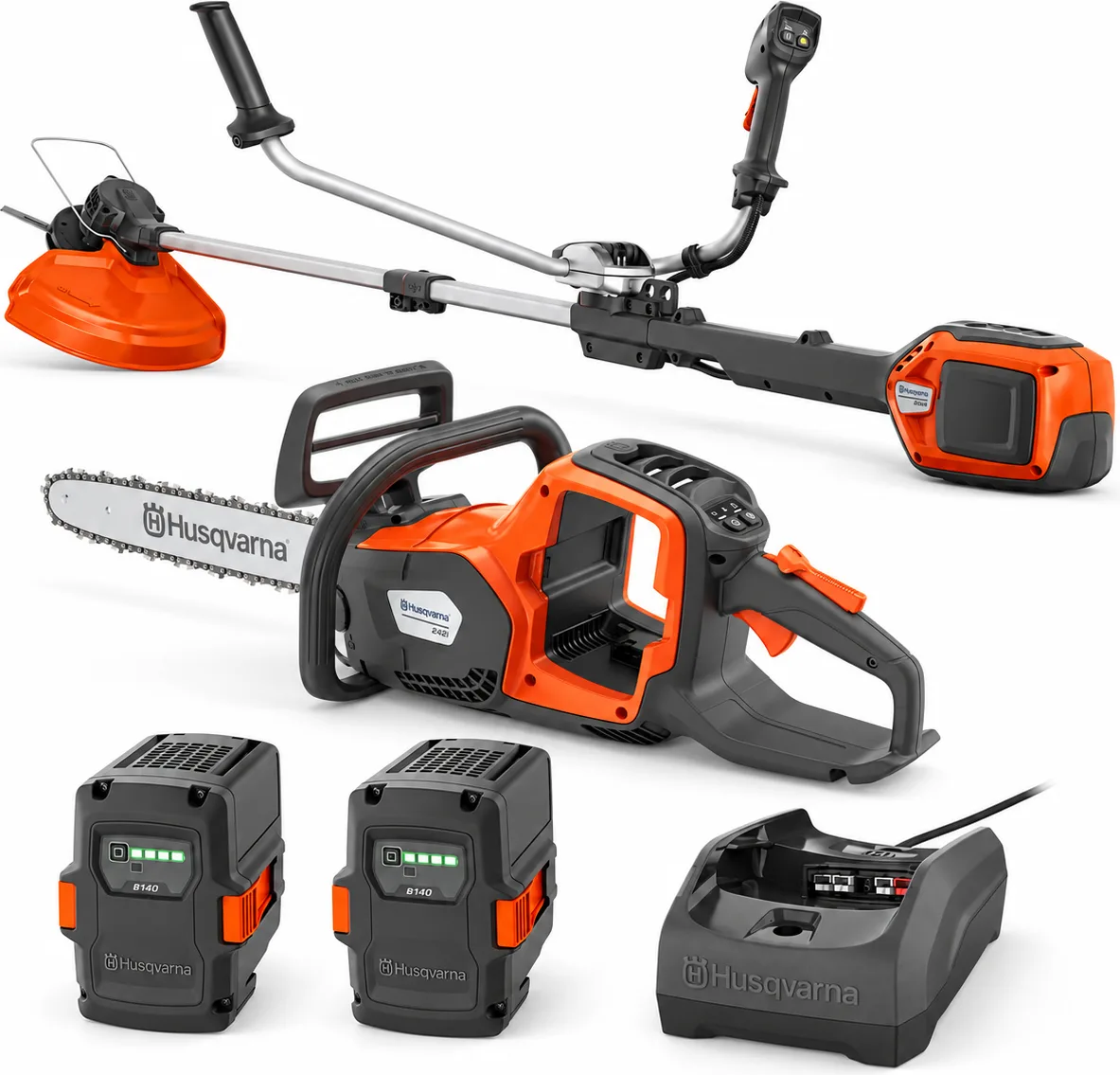 Pack Husqvarna 220iR + motosierra 242i + 2 baterías 4 Ah y cargador — foto principal