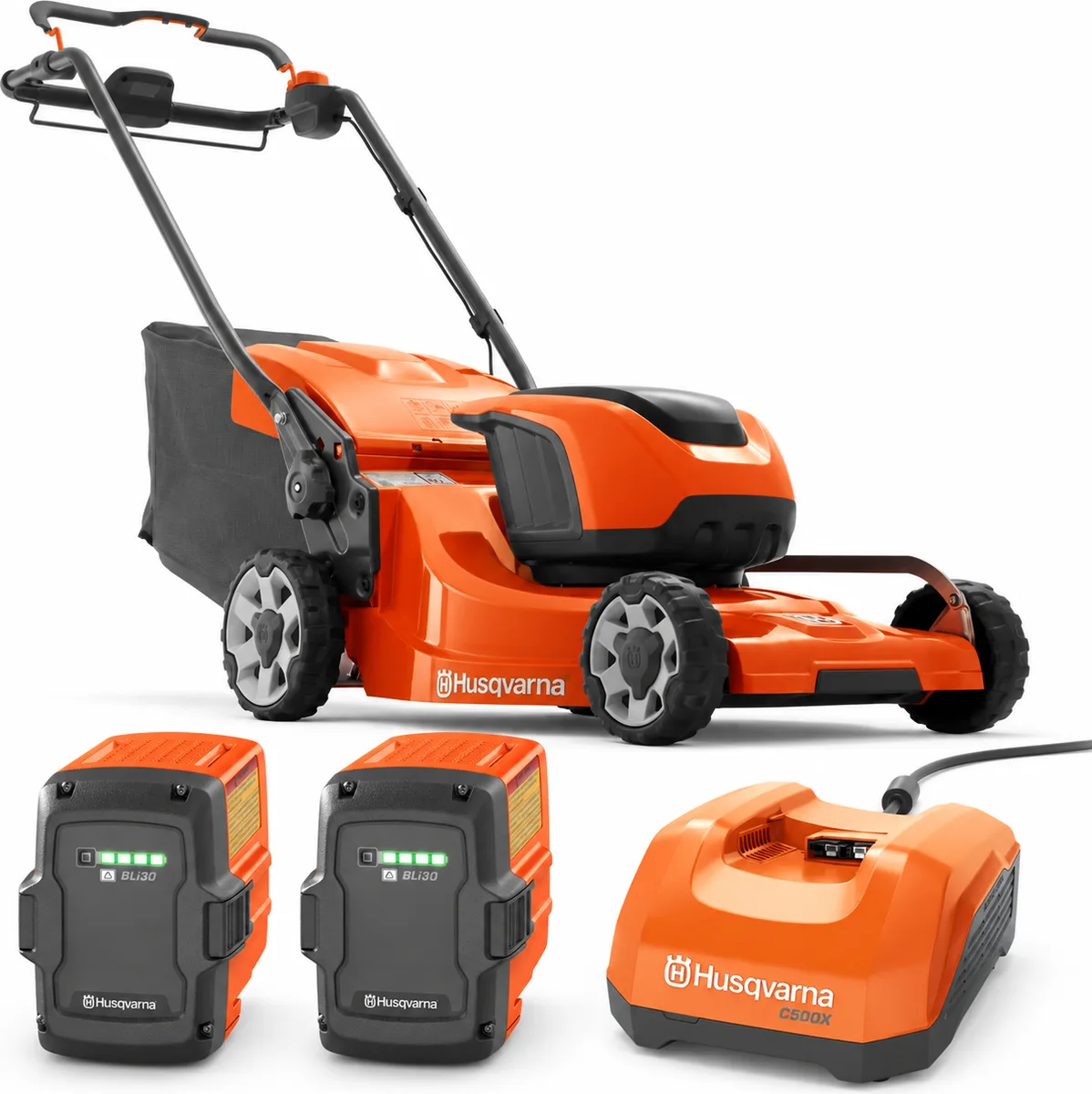 Pack cortacésped autopropulsado Husqvarna LC347iVX 47 cm + 2 baterías BLi30 7,5 Ah y cargador rápido C500X