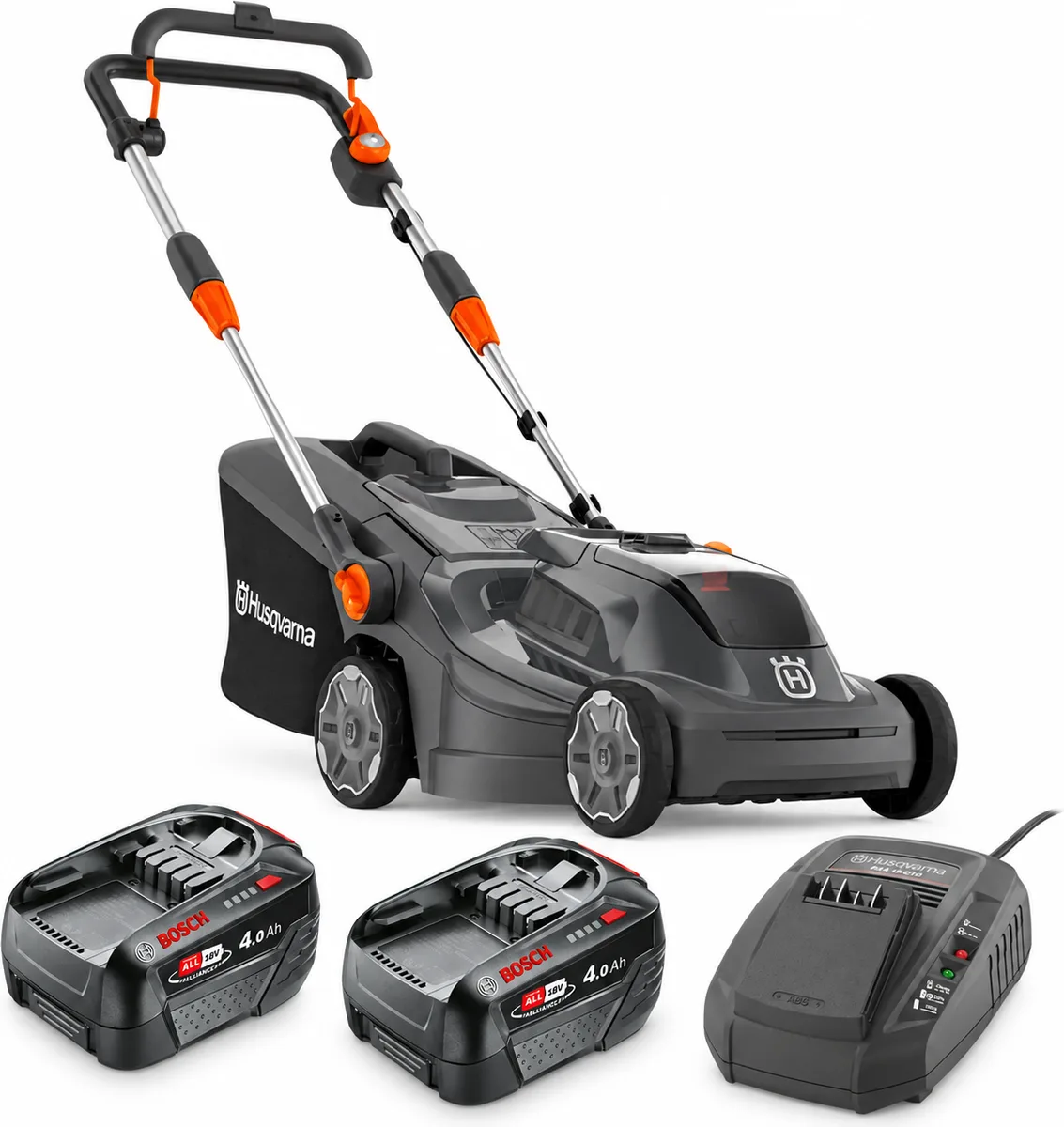 Pack cortacésped Husqvarna Aspire LC34 34 cm + 2 baterías 18 V 4 Ah y cargador 18-C70