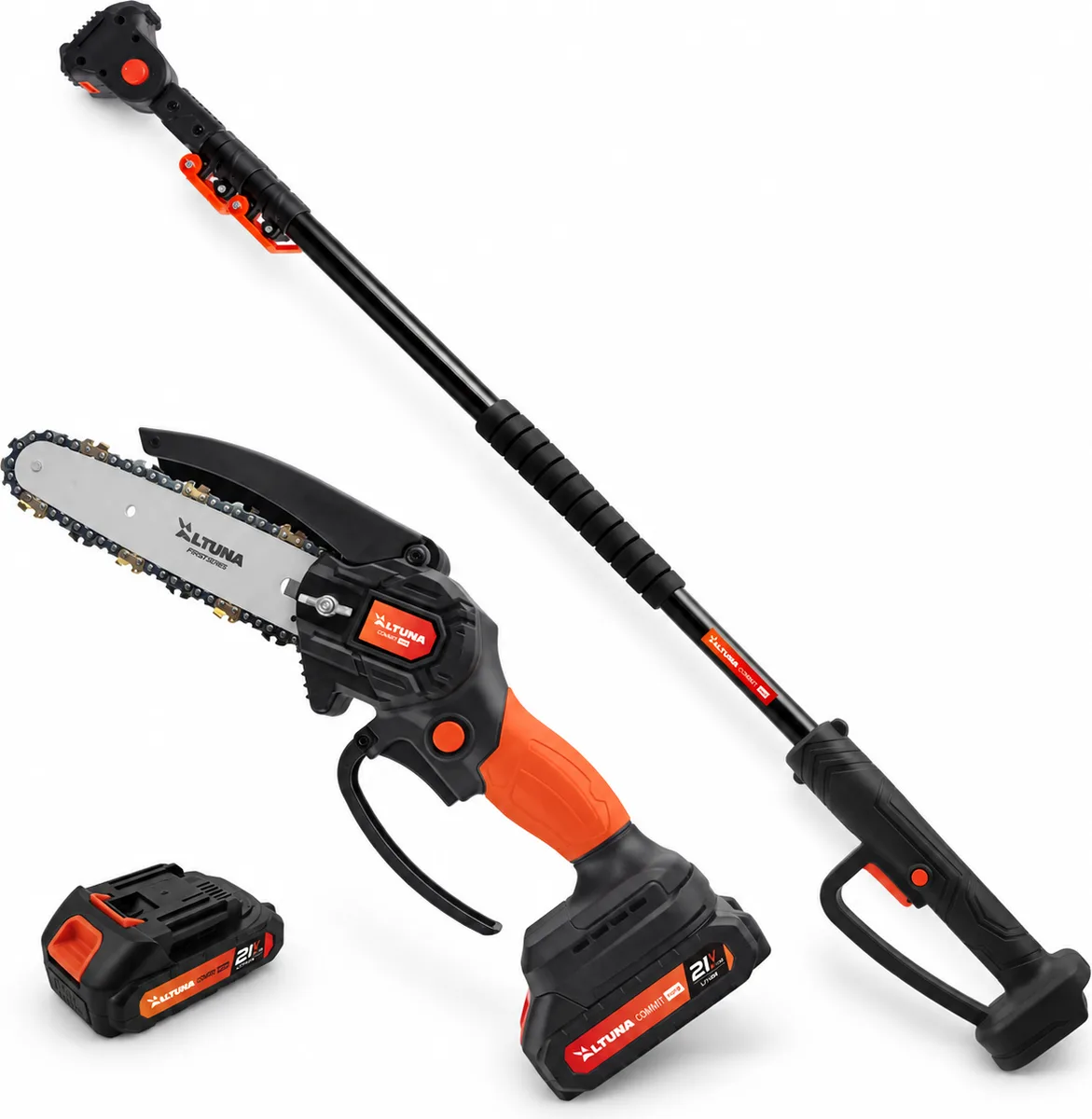 Pack minimotosierra Altuna AF150 + pértiga telescópica AFPER2, 2 baterías y cargador