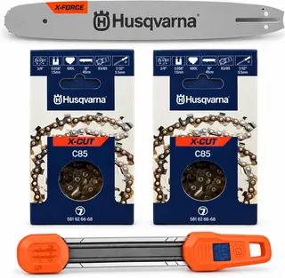 Pack espada motosierra Husqvarna + 2 cadenas y kit de afilado 2 en 1