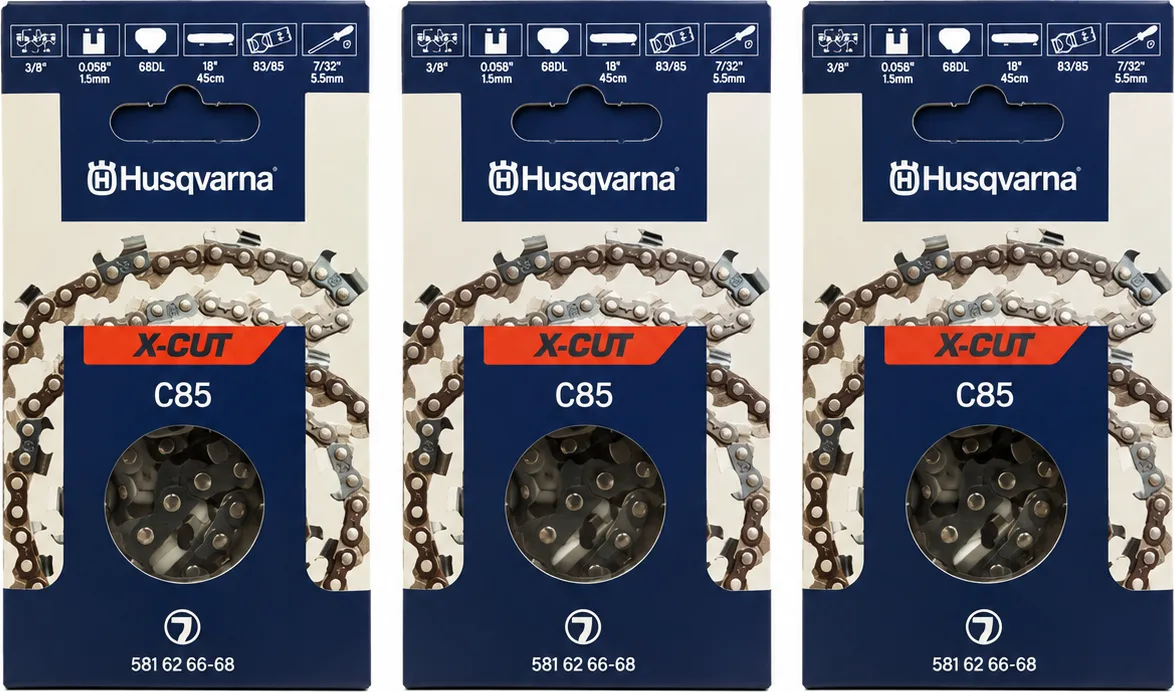 Pack 3 cadenas de motosierra Husqvarna X-CUT C85 68 eslabones · 3/8 · 1,5 mm