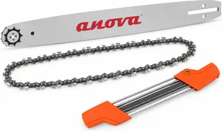 Kit motosierra Anova: espada 15 pulgadas + cadena 64 eslabones + afilador 2 en 1 4,8 mm