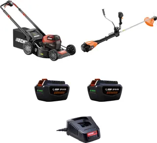 Pack profesional ECHO: cortacésped DLM-5100SP + desbrozadora DSRM-3500U PRO + 2 baterías y cargador