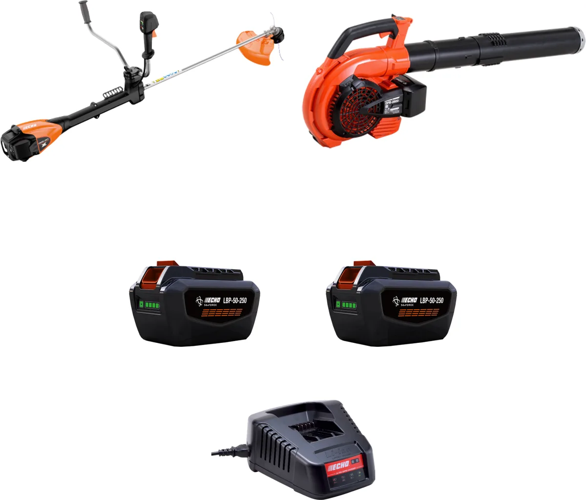 Pack desbroce y limpieza ECHO: DSRM-3500U PRO + soplador DPB-2600 PRO + 2 baterías y cargador
