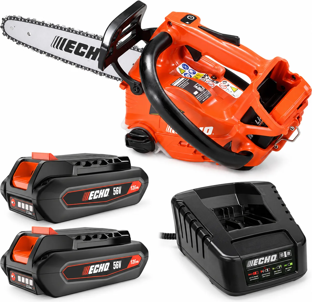 Pack motosierra poda ECHO DCS-2500T PRO 25 cm + 2 baterías 56 V 2,5 Ah y cargador rápido