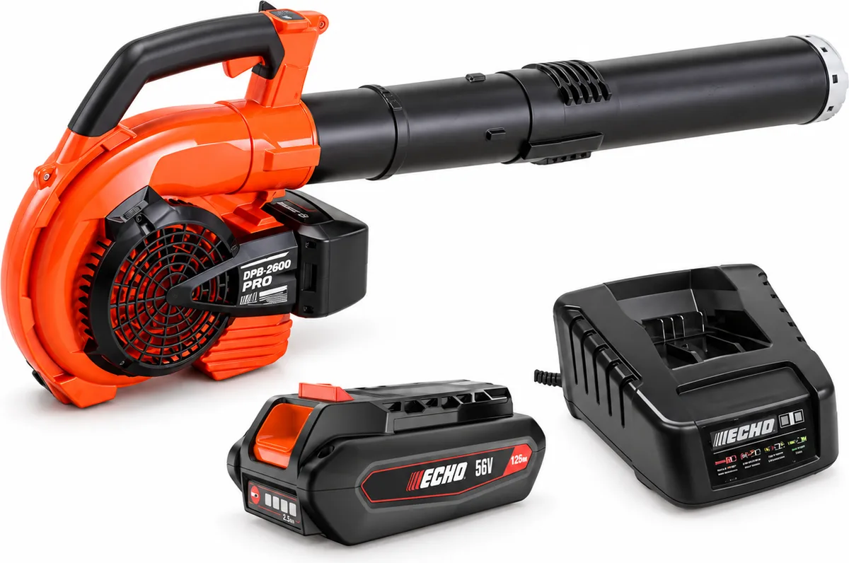 Pack soplador ECHO DPB-2600 PRO 56 V + batería compacta 125 Wh y cargador rápido