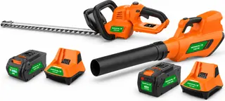 Pack setos y limpieza Anova E+ 40 V: cortasetos 545 mm + soplador, baterías 4 Ah y 8 Ah, 2 cargadores